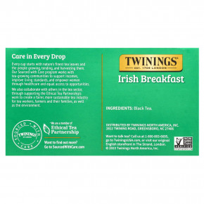 Twinings, Чистый черный чай, ирландский завтрак, 50 чайных пакетиков, 100 г (3,53 унции) в Москве - eco-herb.ru | фото