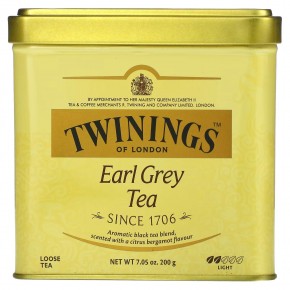 Twinings, Earl Grey, листовой чай, некрепкий, 200 г (7,05 унции) - описание