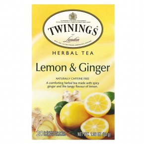 Twinings, Herbal Tea, Lemon & Ginger, Caffeine Free, 20 Tea Bags, 1.06 oz (30 g) в Москве - eco-herb.ru | фото