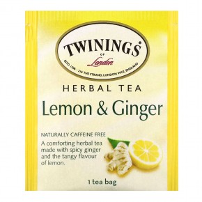 Twinings, Herbal Tea, Lemon & Ginger, Caffeine Free, 20 Tea Bags, 1.06 oz (30 g) в Москве - eco-herb.ru | фото