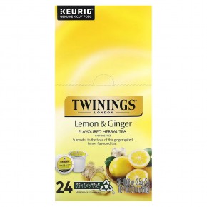 Twinings, Травяной чай, лимон и имбирь, без кофеина, 24 капсулы по 2,5 г (0,08 унции) - описание