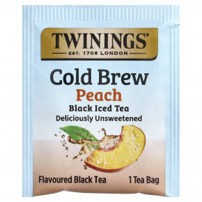 Twinings, холодный холодный чай, черный чай, персик, несладкий, 20 чайных пакетиков, 40 г (1,41 унции) в Москве - eco-herb.ru | фото