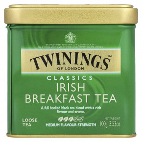 Twinings, классический, ирландский завтрак, рассыпной чай, 100 г (3,53 унции) - описание | фото