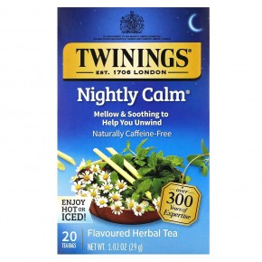 Twinings, Nightly Calm, травяной чай без кофеина, 20 чайных пакетиков, 29 г (1,02 унции) - описание