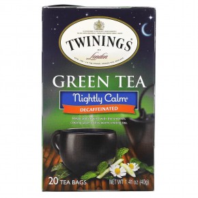 Twinings, Nightly Calm, зеленый чай без кофеина, полученный природным способом, 20 пакетиков, 40 г (1,41 унции) - описание