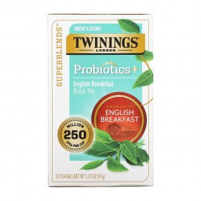 Twinings, Probiotics Black Tea, English Breakfast, 18 чайных пакетиков, 45 г (1,59 унции) в Москве - eco-herb.ru | фото