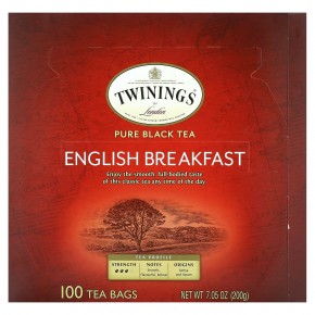Twinings, Pure Black Tea, English Breakfast, 100 Tea Bags, 7.05 oz (200 g) в Москве - eco-herb.ru | фото