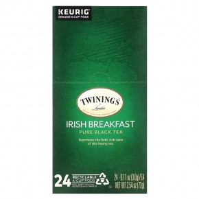 Twinings, Pure Black Tea, Irish Breakfast , 24 K-Cup Pods, 0.11 oz (3 g) Each в Москве - eco-herb.ru | фото