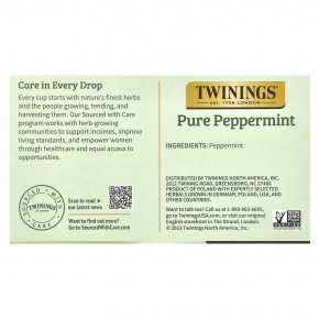Twinings, Pure Herbal Tea, чистая перечная мята, без кофеина, 50 чайных пакетиков, 100 г (3,53 унции) в Москве - eco-herb.ru | фото
