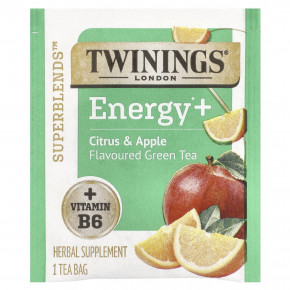 Twinings, Superblends ™, Energy + зеленый чай, цитрус и яблоко, 16 чайных пакетиков, 29 г (1,02 унции) в Москве - eco-herb.ru | фото