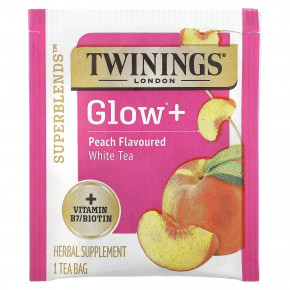 Twinings, Superblends, Glow +, белый чай, персик, 16 чайных пакетиков, 29 г (1,02 унции) в Москве - eco-herb.ru | фото