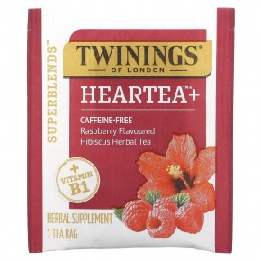 Twinings, Superblends, Heartea с витамином B1, малина, травяной чай из гибискуса, без кофеина, 16 чайных пакетиков, 32 г (1,12 унции) в Москве - eco-herb.ru | фото