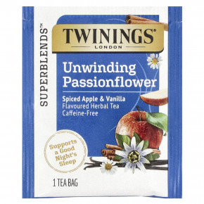Twinings, Superblends™, травяной чай с пассифлорой, пряное яблоко и ваниль, без кофеина, 18 чайных пакетиков, 27 г (0,95 унции) (Товар снят с продажи) в Москве - eco-herb.ru | изображение Twinings, Superblends™, травяной чай с пассифлорой, пряное яблоко и ваниль, без кофеина, 18 чайных пакетиков, 27 г (0,95 унции) (Товар снят с продажи) в Москве - eco-herb.ru | фото