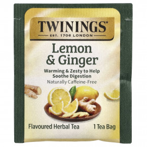 Twinings, травяной чай, без кофеина, лимон и имбирь, 25 пакетиков, 1,32 унции (37,5 г) в Москве - eco-herb.ru | фото