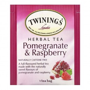 Twinings, травяной чай, гранат и малина, без кофеина, 20 чайных пакетиков, 40 г (1,41 унции) в Москве - eco-herb.ru | фото