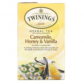 Twinings, травяной чай, ромашка, мед и ваниль, без кофеина, 20 чайных пакетиков в индивидуальной упаковке, 32 г (1,13 унции) - описание