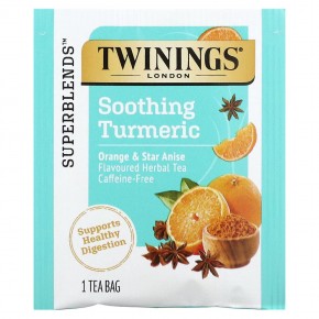 Twinings, Успокаивающий травяной чай, куркума, апельсин и анис звездчатый, без кофеина, 18 пакетиков по 1,27 унц. (36 г) в Москве - eco-herb.ru | фото