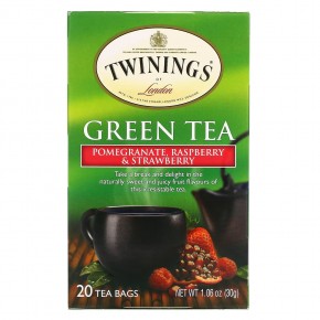 Twinings, зеленый чай, гранат, малина и клубника, 20 чайных пакетиков, 30 г (1,06 унции) - описание