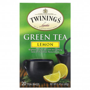 Twinings, Зеленый чай, лимон, 20 чайных пакетиков, 40 г (1,41 унции) - описание