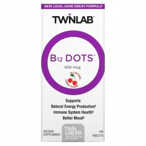 Twinlab, B12 Dots, вишня, 500 мкг, 100 таблеток в Москве - eco-herb.ru | фото