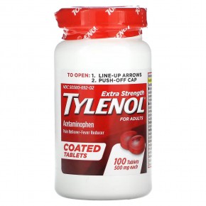 Tylenol, ацетаминофен с повышенной силой действия, для взрослых, 500 мг, 100 таблеток, покрытых оболочкой в Москве - eco-herb.ru | фото