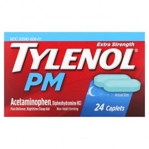 Tylenol, Ацетаминофен с повышенной силой действия, болеутоляющее, средство для ночного сна, 24 капсулы в Москве - eco-herb.ru | фото