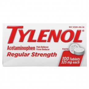 Tylenol, Regular Strength, ацетаминофен, обезболивающее, средство для снижения температуры для взрослых, 325 мг, 100 таблеток в Москве - eco-herb.ru | фото