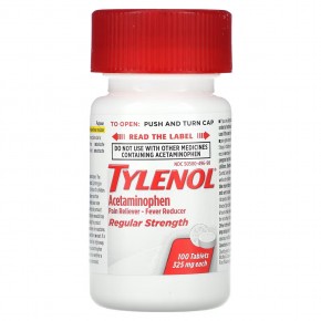 Tylenol, Regular Strength, ацетаминофен, обезболивающее, средство для снижения температуры для взрослых, 325 мг, 100 таблеток в Москве - eco-herb.ru | фото