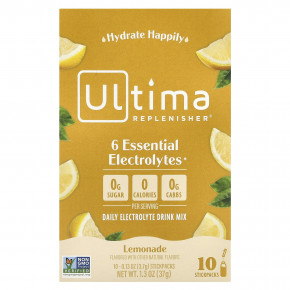 Ultima Replenisher, 6 Essential Electrolytes, ежедневная смесь для приготовления электролитов, лимонад, 10 пакетиков по 3,7 г (0,13 унции) в Москве - eco-herb.ru | фото