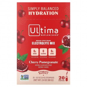Ultima Replenisher, Electrolyte Mix, вишня и гранат, 20 пакетиков по 3,4 г (0,12 унции) - описание