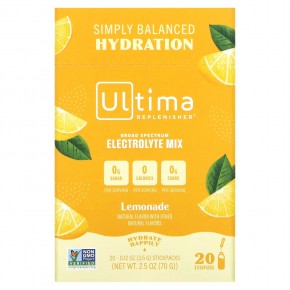 Ultima Replenisher, Daily Electrolyte Drink Mix, лимонад, 20 пакетиков по 3,7 г (0,13 унции) в Москве - eco-herb.ru | фото