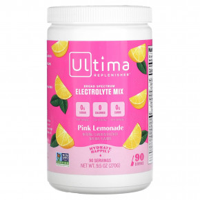 Ultima Replenisher, Смесь электролитов, розовый лимонад, 270 г (9,5 унции) - описание