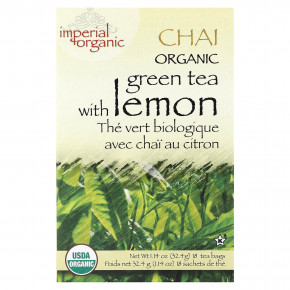 Uncle Lee's Tea, Imperial Organic, зеленый чай с лимоном, 18 чайных пакетиков, 32,4 г (1,14 унции) - описание | фото