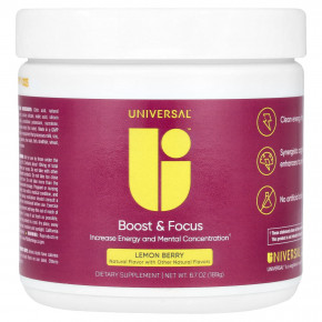 Universal U, Boost & Focus, лимон и ягодный вкус, 189 г (6,7 унции) в Москве - eco-herb.ru | фото