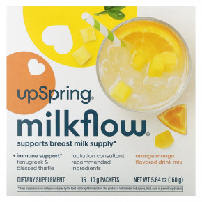 UpSpring, Смесь для напитков Milkflow, апельсин и манго`` 16 пакетиков по 10 г в Москве - eco-herb.ru | фото