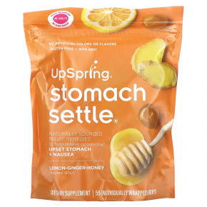 UpSpring, Stomach Settle, Lemon-Ginger-Honey, 55 Individually Wrapped Drops - описание | фото