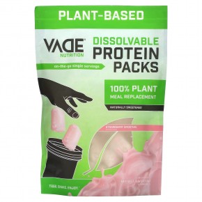 Vade Nutrition, Dissolvable Protein Packs, 100% Plant Meal Replacement, Strawberry Smoothie, 1.34 lb (607.6 g) в Москве - eco-herb.ru | фото