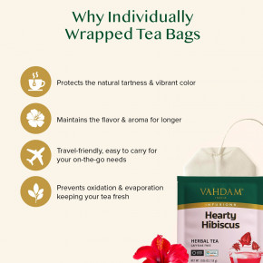 VAHDAM India, Infusions, травяной чай, гибискус, без кофеина, 100 пакетиков для заваривания, 180 г (6,35 унции) в Москве - eco-herb.ru | фото