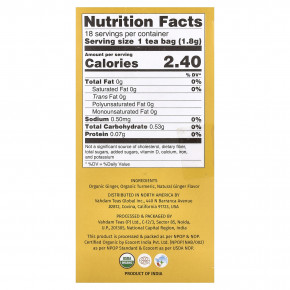 VAHDAM India, Infusions, травяной чай, куркума и имбирь, без кофеина, 18 пакетиков для заваривания, 32,4 г (1,14 унции) в Москве - eco-herb.ru | фото