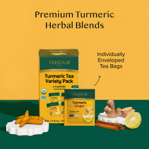 VAHDAM India, Infusions, травяной чай, набор из куркумы, без кофеина, 20 пакетиков для заваривания, 36 г (1,27 унции) в Москве - eco-herb.ru | фото