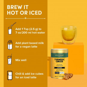 VAHDAM India, смесь для латте, куркума и имбирь, без кофеина, 100 г (3,53 унции) в Москве - eco-herb.ru | фото