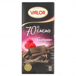 Valor, Темный шоколад, 70% какао с малиной, 3,5 унции (100 г) (Товар снят с продажи) в Москве - eco-herb.ru | фото