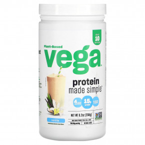 Vega, Plant-Based Protein Made Simple, ваниль, 259 г (9,2 унции) - описание | фото