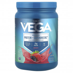 Vega, Premium, Protein + Supergreens™, протеиновая добавка с зеленью, ягодный микс, 510 г (1 фунт 2 унции) в Москве - eco-herb.ru | изображение Vega, Premium, Protein + Supergreens™, протеиновая добавка с зеленью, ягодный микс, 510 г (1 фунт 2 унции) в Москве - eco-herb.ru | фото