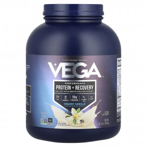 Vega, Растительный протеин, Performance Protein + Recovery, кремовая ваниль, 1,86 кг (4 фунта 1,8 унции) - описание | фото