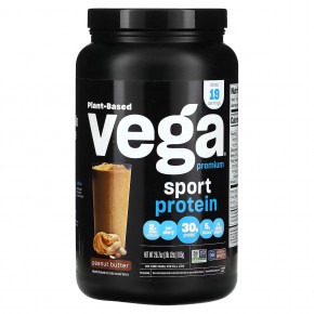 Vega, Sport, протеин премиального качества на растительной основе, арахисовая паста, 815 г (1 фунт 12 унций) в Москве - eco-herb.ru | фото