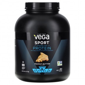 Vega, Sport, растительный протеин премиального качества, арахисовая паста, 1,93 кг (4 фунта, 4,1 унции) - описание