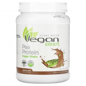 VeganSmart, Pea Protein, веганский шейк, шоколад, 585 г - описание