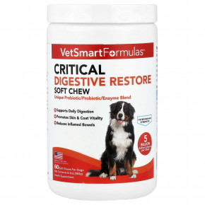 VetSmart Formulas, Жевательные таблетки для критического восстановления пищеварения, для собак, 60 жевательных таблеток, 180 г (6,3 унции) в Москве - eco-herb.ru | фото