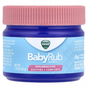 Vicks, Мазь Baby Rub ™, от 3 месяцев, 50 г (1,76 унции) - описание | фото